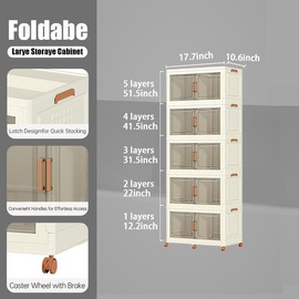 ONAIL  Super large Foldable Storage Box with Lid, Stackable Household Storage Holders with Wheels:_L_1 layer