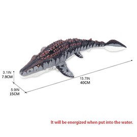 Remote Control Mosasaurus Dinosaur Toy, 1 Count Rechargeable Electric Simulation Dinosaur Toys with Light & Spray, Pool Toy for Swimming Bath Lake Ocean:_Stone Gray_upgraded version