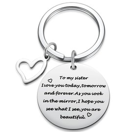 Sister Keychain Gifts from Brother Sister, I Love You Gifts to Best Friend, Sweet 16 18 20 Birthday for Teen Girls, Soul Sisters Key Ring for Woman