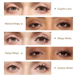 【Lashterally】Makeup # 10-14mm Self-adhesive Glue free Easy Removal DIY lash Extensions natural classic Upgrade D Curl Thick natural  Eyelashes 90/110/120 clusters Tweezer free:_Wispy Winks