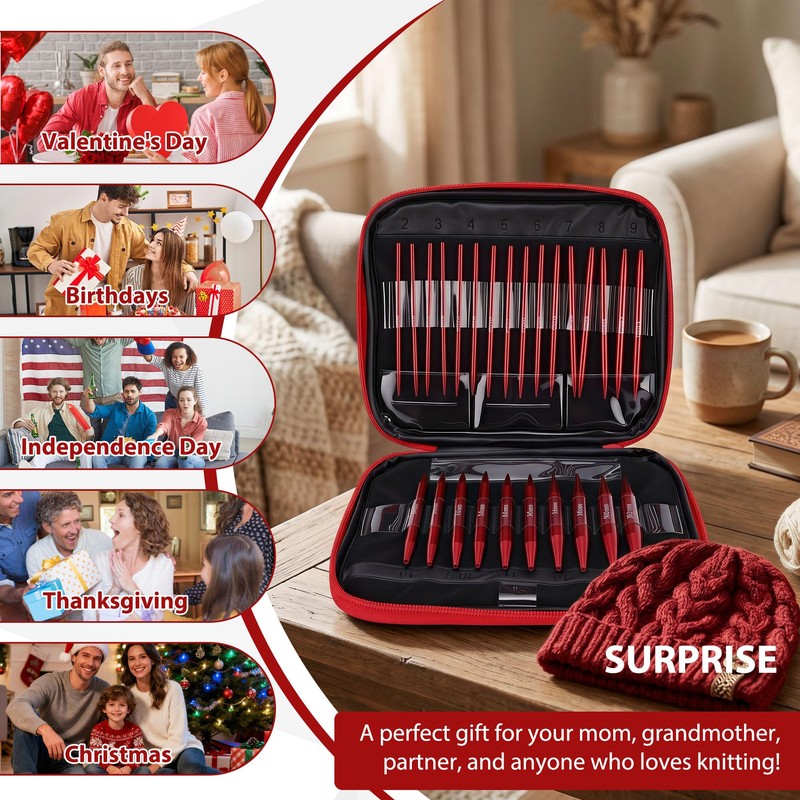 Interchangeable Knitting Needle Set, 13 Pairs Needles 3-10 mm, 4