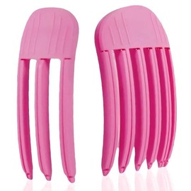 MSIHEY 2 Piece Pink Red Hair Curl Clips for Bangs and Updo 2 Fluffy Pony Clips Unisex Hair Rollers Hair Rollers Hairline Curlers