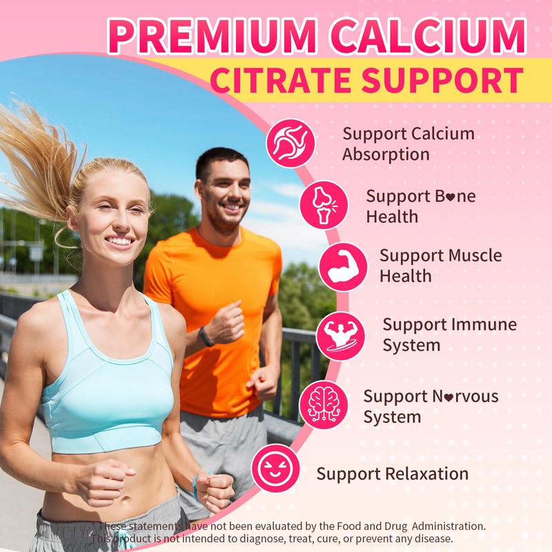 Calcium Citrate Gummies 1200mg, Chewable Calcium Supplements for Women &
