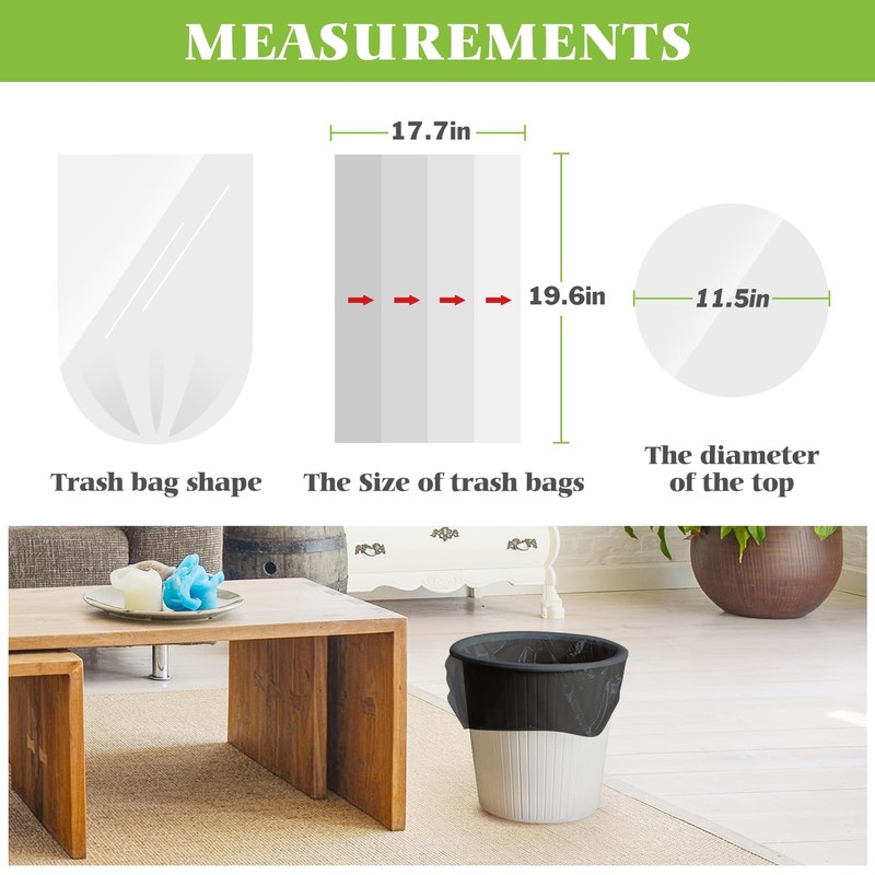 Teivio 4 Gallon 200 Counts Strong Trash Bags Garbage Bags,