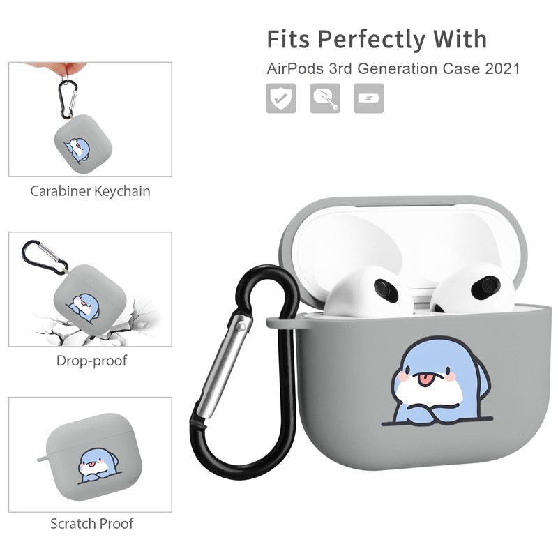 MAYCARI Cute Naughty Shark Case for AirPods 3rd Generation with
