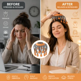 20-Head Scalp Massager for Relaxation – Vibration Head Scratcher with Red Light, Soft TPR Tips & Ergonomic Design for Home Scalp Care