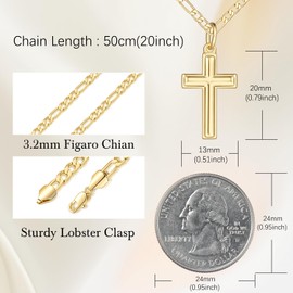 GLOSOLE Gold Cross Necklaces for Women 14K Gold Necklaces for Women Crosses Necklace for Womens Classic Simple Cross with Clean Lines Crosses Pendant for Womens Chain Necklace