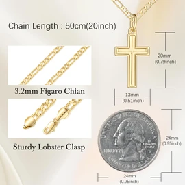 GLOSOLE Gold Cross Necklaces for Women 14K Gold Necklaces for Women Crosses Necklace for Womens Classic Simple Cross with Clean Lines Crosses Pendant for Womens Chain Necklace