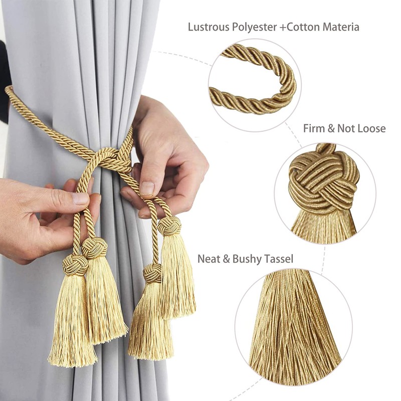 Curtain Tiebacks Curtain Tie Backs Rope Tassel Curtain Holdbacks Silver