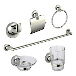 Juego Accesorios Baño 6 Piezas Acero Inoxidable Satinado Maxims