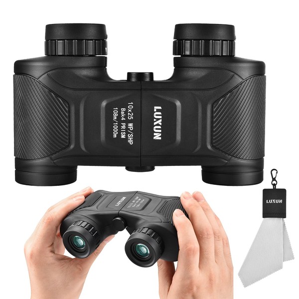 LUXUN 10x25 Binoculars for Adults, Small Binoculars with BaK4 Prism,