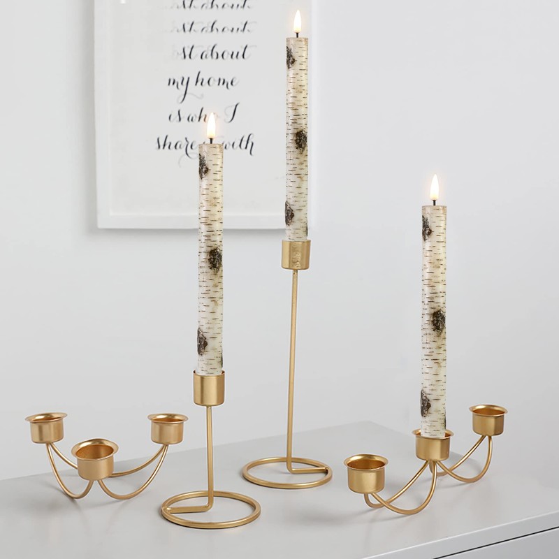 Eywamage Birch Bark LED Taper Candles with Remote, Battery Operated