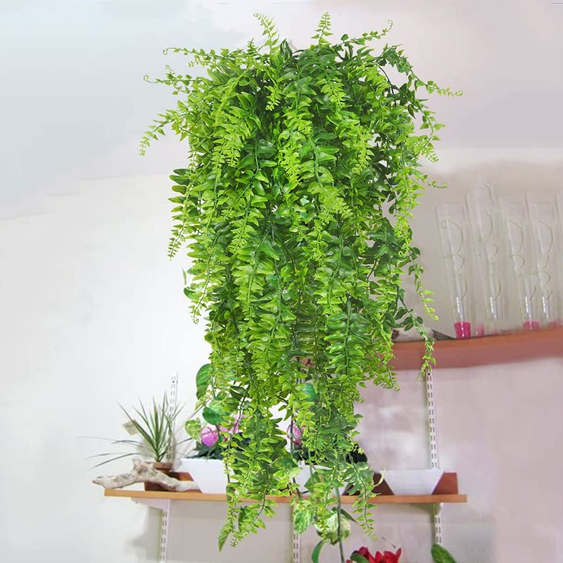 Antspirit 2pack Artificial Fake Hanging Ferns Plants Vine Fake Ivy
