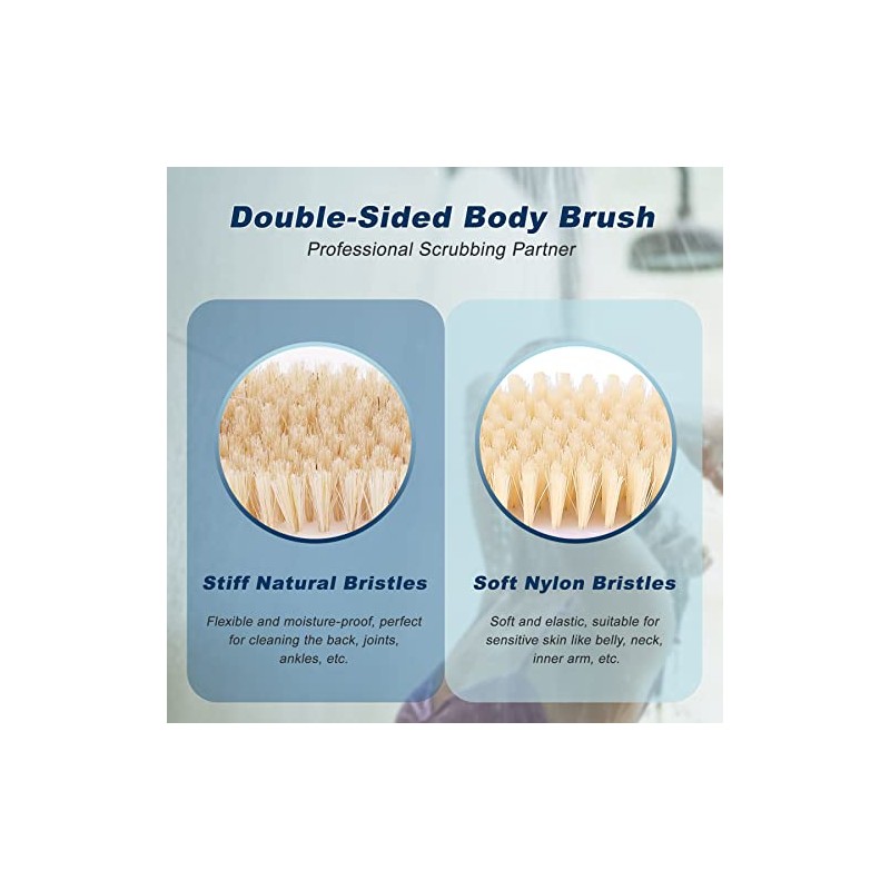 Depurador Cepillo Ergonómico Mango Largo Ducha Exfoliante Corporal Doble Cara
