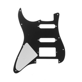 Musiclily Pro 11 Holes HSS Strat Pickguard Guitar Pickguard for Fender American/Mexican Standard Stratocaster Modern Style Electric Guitar with Floyd Rose Bridge Cut, 3-Ply Black