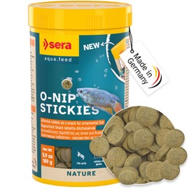 Sera O-Nip Nature 265 Tabs 8.45 oz | Complete Feed for All Ornamental Fish | Adhesive Tablets Stick to The Aquarium Glass | High Protein | No Dyes & Preservatives | with Bloodworms, Krill & Tubifex