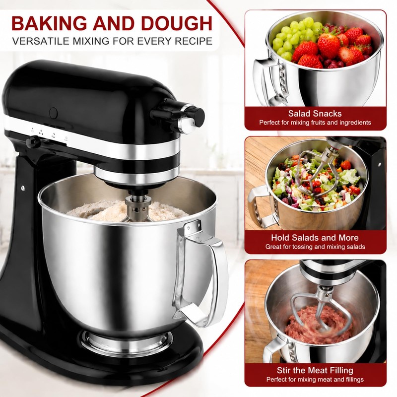 FISHFRUIT 5qt Stainless Steel Mixer Bowl for KITCHEN AID Tilt-Head