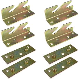4 PCS Heavy Duty Bed Rail Brackets,Bed Hinges Sets,Bed Frame Fasteners