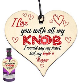 Close to the Bone #903 I love you with all of my ... Wooden Hanging Heart Plaque Anniversary, Valentine's, Birthday Gift