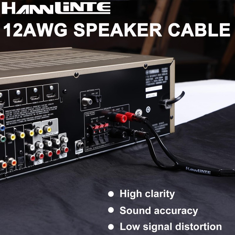 HannLinte 12AWG Speaker Cable (15 Feet), 1 Pack Premium Heavy