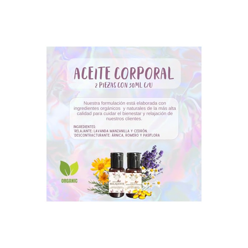Dúo De Aceites Orgánicos Para Masaje Corporal Con Vitamina E