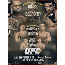 UFC 152: Jones v Belfort/153: Aldo v Koch DOUBLE SIDE ORIGINAL CARD Excellent