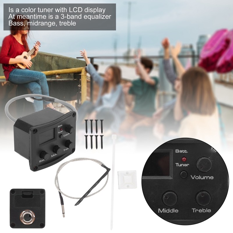 Ukulele Pickup EQ Color Tuner with LED Display Electric Box