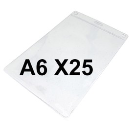 A6 Vertical Extra Large Portrait Clear ID Badge Card Holders Plastic Pocket Pass Holders Insert Size 152 x 108mm (Pack 25) for Work, Conferences & Exhibtions PCL Media Ltd