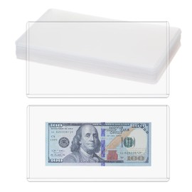 ONLYKXY Clear Plastic Dollar Bill Top-Load Display Protector Holder Sleeves Money Organizer Pockets Currency Album Banknotes Collecting Storage Saving Envelopes Bag Boxes for Card Coin,7.6x4in (20)