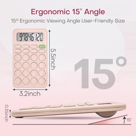 TuviKai Cute Pink 8-Digit LCD Calculator, Basic Four Function for Teachers & Students, Small & Sensitive, 5.5x3.2 inches