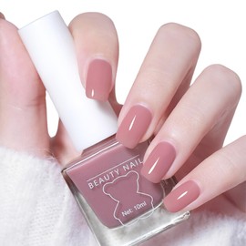 Pink Nail Polish - 10ml Nude Pink Nail Varnish - Breathable Quick Dry Long Lasting Nail Polish - Water Based Formula nail polish No Need UV for Woman Girls at Home DIY Manicure Art