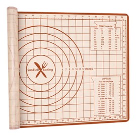 Silicone Baking Mat, Non Stick Pastry Mat with Measurement,26" x 16" Extra Thick Large Rolling Dough Mat Sheet, Counter Mat,Food Grade Pizza, Fondant, Macarons,Cookies Mat, Baking Supplies for kitchen