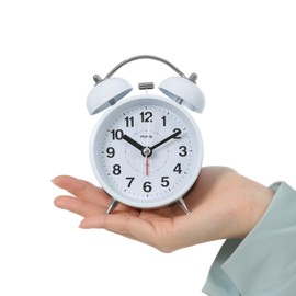 MAG T-772WH-Z Alarm Clock, Loud Volume, White, Analog, Twin Bell, Quiet, Continuous Second Hand, Snooze Function, Light Included