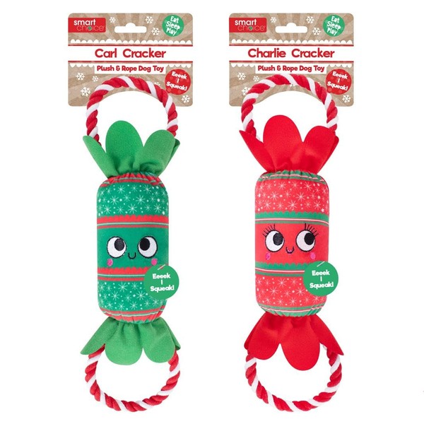 YöL Pack of 2 Green Red Plush Christmas Cracker Pet