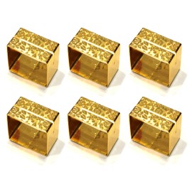 Climple Napkin Rings Set of 6 - Gold Square Napkin Rings Holder Buckles for Banquet, Wedding Party, Feast, Holiday, Thanksgiving, Christmas Table Decorations