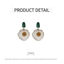 Fresh Summer Style Earrings – Handmade 925 Silver Needle, 14K Gold Plated, Dried Daisy Flowers, Elegant and Sophisticated Design