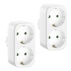 2-Way Socket Adapter with Touch Protection, White