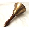 Antique Brass Hand Bell with Wooden Handle, Height 17 cm,