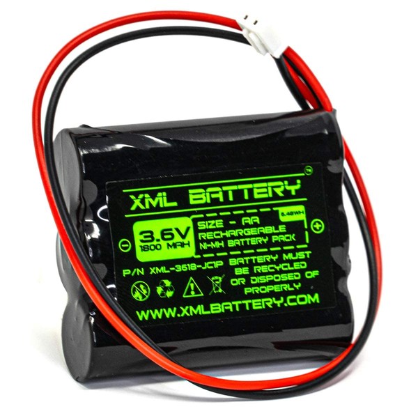 XML Battery 3.6v 1800mAh AA1800 Unitech Ni-MH Rechargeable Battery Pack Replacement for Exit Sign Emergency Light