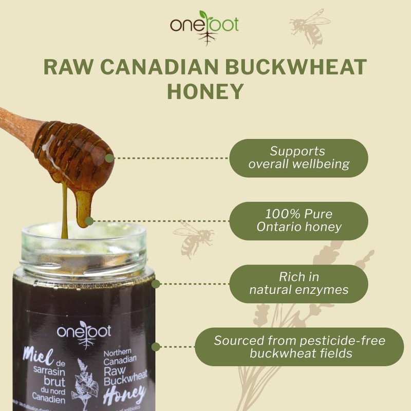 OneRoot Raw Buckwheat Honey – 500g / 17.6oz, Unheated &