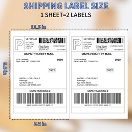 Half Sheet Shipping Labels 8.5x5.5 Inches, FungLam Half Page Labels, 8.5”x11” Self Adhesive Shipping Labels for Laser&Inkjet Printers, White Mailing Address Labels, 2 Labels Per Sheet, 50 Labels.