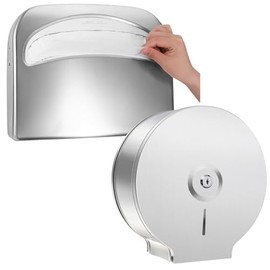 Kritkin 2 Pcs Commercial Sanitary Napkin Receptacle and Paper Towel Dispenser Set Include 1 Wall Mounted Tampon Holder and 1 Stainless Steel Paper Towel Holder (700 G,Style 4)