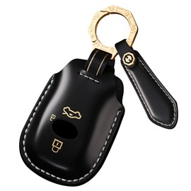 ontto Genuine Leather Car Key fob Cover Fit for Subaru Forester CrossTrek Outback WRX Ascent BRZ Impreza Legacy 3 Buttons Shell Cordovan Smart Key Holder Case Keyring Keychain Accessories Black