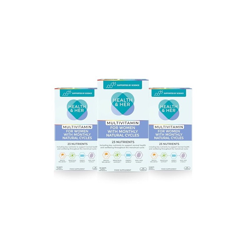 Health & Her Natural Cycles, Women's Multivitamin, Vegan, 90 Day