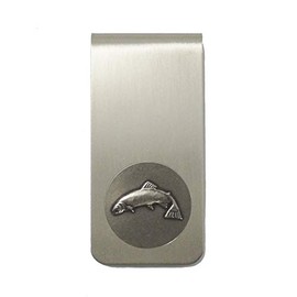 Indiana Metal Craft Money Clip Nickel Silver with Trout 3/4 inches Emblem Made in USA