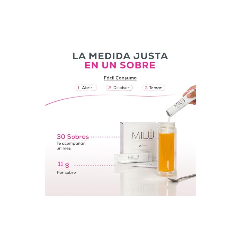Milu Colágeno Hidrolizado Vitamina Sobres Individuales 11g 1caja Suplemento Alimenticio