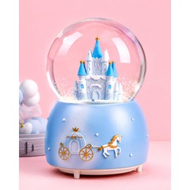 Snow Globe, Castle Musical Snowglobe with Automatic Snowfall (Blue)
