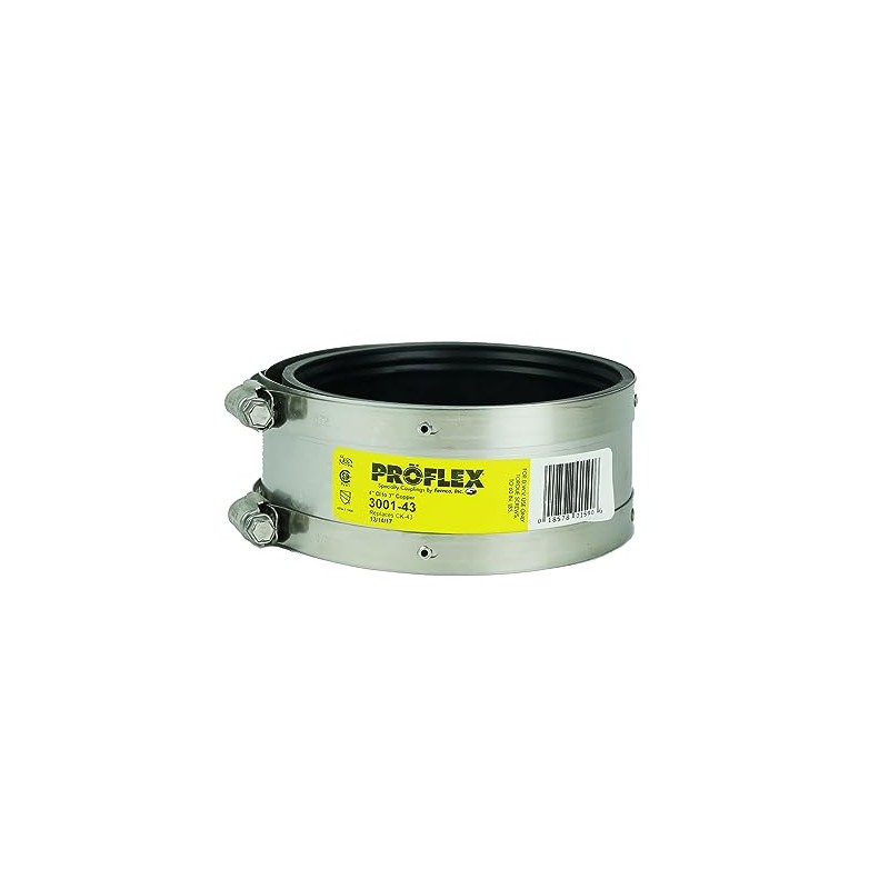 Fernco PROFLEX P3001-43 Shielded Pipe Coupling for Cast Iron, Plastic,