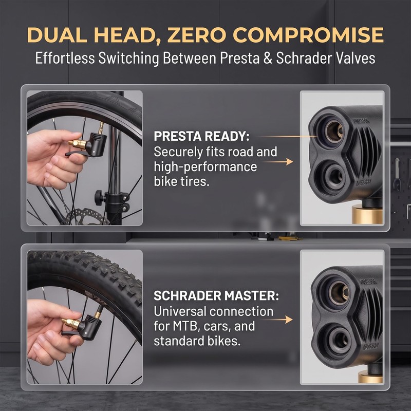 2 Pack Locking Presta Schrader Air Chuck, Dual Head Tire
