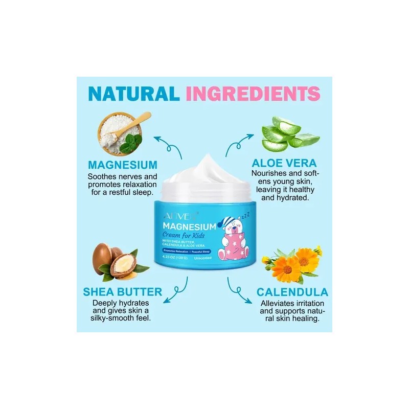 Crema Magnesio Relajante Natural Niños Mejora Calidad Sueño